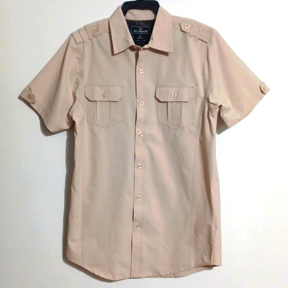 NICK DANGER short sleeve mens dress shirt w/ front pockets. Small.  NWT - Picture 1 of 15